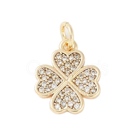 Rack Plating Brass Micro Pave Clear Cubic Zirconia Charms KK-Z060-13G-1