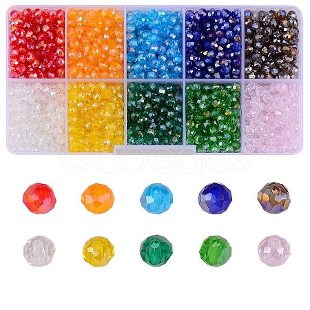 10 Colors Electroplate Glass Beads EGLA-X0006-01B-4mm-1