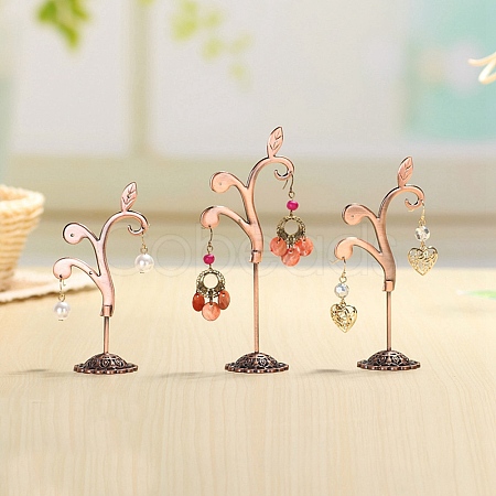 3Pcs 3 Sizes Flower Alloy with Iron Dangle Earrings Display Stands PW-WG94325-01-1