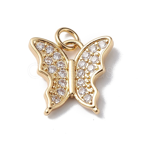 Brass Micro Pave Cubic Zirconia Charms KK-E003-02G-1