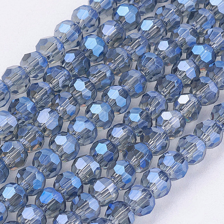 Faceted(32 Facets) Round Electroplate Glass Beads Strands X-EGLA-D021-59-1