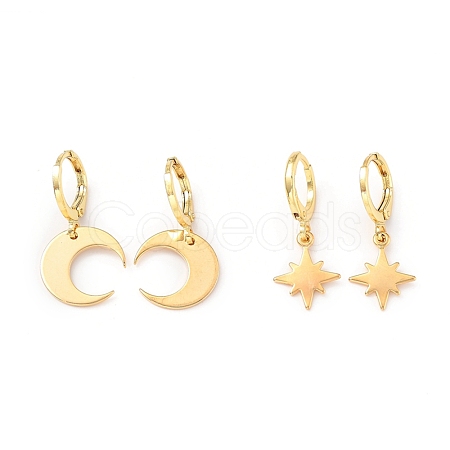 Brass Huggie Hoop Earrings Sets X-EJEW-JE04217-1