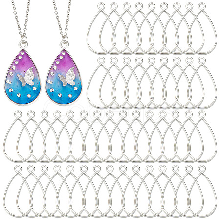 Olycraft 50Pcs Alloy Open Back Bezel Pendants FIND-OC0003-35S-1