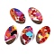 Transparent Resin and Walnut Wood Pendants, Oval Charms with Gold Foil, Colorful, 22x12.5x3.5mm, Hole: 2mm