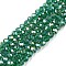 Electroplate Glass Beads Strands, AB Color Plated, Faceted, Rondelle, Green, 3.5~3.8x3mm, Hole: 0.4mm, about 113~115pcs/strand, 12.80~12.99 inch(32.5~33cm)