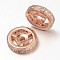 Steering Wheel Brass Micro Pave Cubic Zirconia Beads, Rose Gold, 8x2.5mm, Hole: 1mm