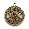 Tibetan Style Hollow Alloy Pendants, Lead Free & Cadmium Free, Flat Round withTriple Moon Goddess, Pagan Jewelry, Antique Bronze, 39x34x1.5mm, Hole: 3mm