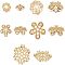 SUPERFINDINGS 10Pcs 5 Style Brass Fancy Bead Caps, with Rhinestone, Flower, Light Gold, 6.5~12.5x2~4mm, Hole: 1~2mm, 2pcs/style