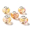 High Transparent Two-Color Copper Buckle Acrylic European Beads, Round, Large Hole Bead, Platinum, Gold, 14x10mm, Hole: 5mm