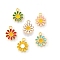 Alloy Enamel Charms, Flower, Light Gold, Mixed Color, 14x12x2mm, Hole: 1.6mm