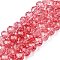 Transparent Glass Beads Strands, Faceted(32 Facets), Rondelle<P>Please Note: Because these beads are made in different batches, the color could be slightly different from one batch of beads to the next, Crimson, 10x7.5mm, Hole: 1.4mm, about 65pcs/strand, 19.49''(49.5cm)