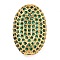 Rack Plating Brass Micro Pave Cubic Zirconia Charms, Cadmium Free & Lead Free, Long-Lasting Plated, Real 18K Gold Plated, Oval, Green, 19x13x8mm, Hole: 1.5mm