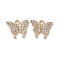 Alloy Rhinestone Pendants, Butterfly Charm, Golden, Crystal, 15x17x2mm, Hole: 2mm