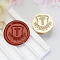 Golden Tone Round Wax Seal Brass Stamp Heads, for Wax Seal Stamp, Flower with Letter Pattern, Letter T, 20x14mm, Inner Diameter: 7mm