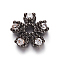 Brass Micro Pave Cubic Zirconia Bead Cap, 5-Petal, Flower, Clear, Gunmetal, 8x8x3mm, Hole: 1.4mm