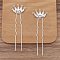 Ancient Style Alloy with Iron Hair Fork Finding, for DIY Jewelry Accessories, Leaf, Silver, 75mm, 20pcs/set