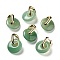 Rack Plating Brass Hoop Earrings, with Natural Green Aventurine, Long-Lasting Plated, Cadmium Free & Lead Free, Donut/Pi Disc, 27mm