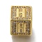 Brass Cubic Zirconia Beads, Letter H, Square, Letter H, 9.5x9.5x9.5mm, Hole: 6mm