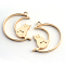 Matte Style Rack Plating Alloy Kitten Open Back Bezel Pendants, for DIY UV Resin, Epoxy Resin, Pressed Flower Jewelry, Moon & Cat, Cadmium Free & Nickel Free & Lead Free, Matte Gold Color, 37x36x4mm, Hole: 3mm