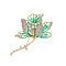 Light Gold Plated Alloy Enamel Flower Brooch, for Clothes, Aquamarine, 53x44mm