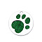 Enamel Pendants, with Platinum Plated Alloy Findings and Glitter Powder, Flat Round with Dog Paw Prints, Green, 25x1.7mm, Hole: 2.6mm