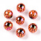 UV Plating Acrylic Beads, Iridescent, Halloween Theme, Round with Spider Pattern, Coral, 15.5mm, Hole: 2.4mm