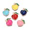 Rack Plating Alloy Enamel Pendants, Cadmium Free & Nickel Free & Lead Free, Light Gold, Peach, Mixed Color, 17x16x3mm, Hole: 1.2mm