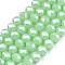 Electroplate Glass Beads Strands, Imitation Jade Beads, Pearl Luster Plated, Faceted, Rondelle, Light Green, 2.9~3.3x2mm, Hole: 0.8mm, about 145~150pcs/strand, 34~35cm