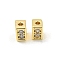 Brass with Glass Beads, Cuboid, Real 18K Gold Plated, 5x3.5x3.5mm, Hole: 1.4mm