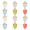 ARRICRAFT 10PCS 5Colors Transparent Acrylic with Alloy Pendants, AB Color, Strawberry, Mixed Color, 32x23x17mm, Hole: 3mm