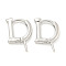 Brass Hoop Earring Findings, D Shape, Real Platinum Plated, 15x10mm, Pin: 1mm