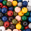 220Pcs 11 Colors Painted Natural Wood European Beads WOOD-TA0001-54-4