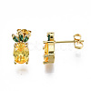 Brass Micro Pave Cubic Zirconia Stud Earrings EJEW-T014-14G-NF-3