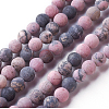 Frosted Natural Rhodonite Round Bead Strands X-G-E487-12-10mm-1