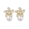 Brass with Resin Imitation Pearl Stud Earrings EJEW-B046-04G-1