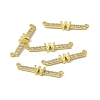 Rack Plating Brass Micro Pave Clear Cubic Zirconia Connector Charms KK-C007-37G-W-1