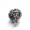 Filigree Barrel with Heart 304 Stainless Steel Large Hole European Beads STAS-N064-58-2