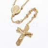 Rosary Bead Necklace with Crucifix Cross NJEW-L450-09G-3