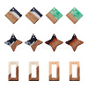 Cheriswelry 12Pcs 6 Styles Transparent Resin & Walnut Wood Pendants RESI-CW0001-14-2