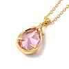 Pink Cubic Zirconia Pendant Necklace NJEW-H161-01G-3