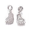 Brass Micro Pave Clear Cubic Zirconia European Dangle Charms ZIRC-I036-21P-1