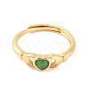 Hand with Heart Natural Green Onyx Agate Adjustable Rings RJEW-Q817-06G-01-2