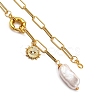 Natural Baroque Pearl Keshi Pearl Lariat Necklaces NJEW-JN03042-01-4