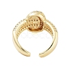 Rack Plating Oval Brass Micro Pave Cubic Zirconia Open Cuff Rings for Women RJEW-B064-06G-3