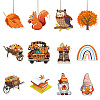 Autumn Theme Wooden Pendant Decorations WOOD-WH0037-007-1