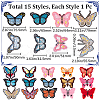 Gorgecraft 15Pcs 15 Style Butterfly Computerized Embroidery Cloth Iron on/Sew on Patches DIY-GF0007-41-2