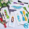 Gorgecraft 4 Sets 4 Style DIY Sea Horse/Penguin/Dinosaur/Butterfly Pattern PP Bookmarks Cross Stitch Kits DIY-FG0004-07-7