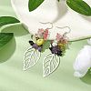 Leaf 201 Stainless Steel Natural Amethyst & Natural Lemon Jade & Natural Tourmaline & Synthetic Cherry Quartz Chip Dangle Earrings EJEW-JE06138-04-2