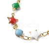 Enamel Star & Heart Link Chain Bracelet BJEW-H585-02G-2