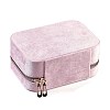 Italian Velvet Double Layers Jewelry Set Storage Zipper Boxes with Mirror Inside CON-G023-09B-2